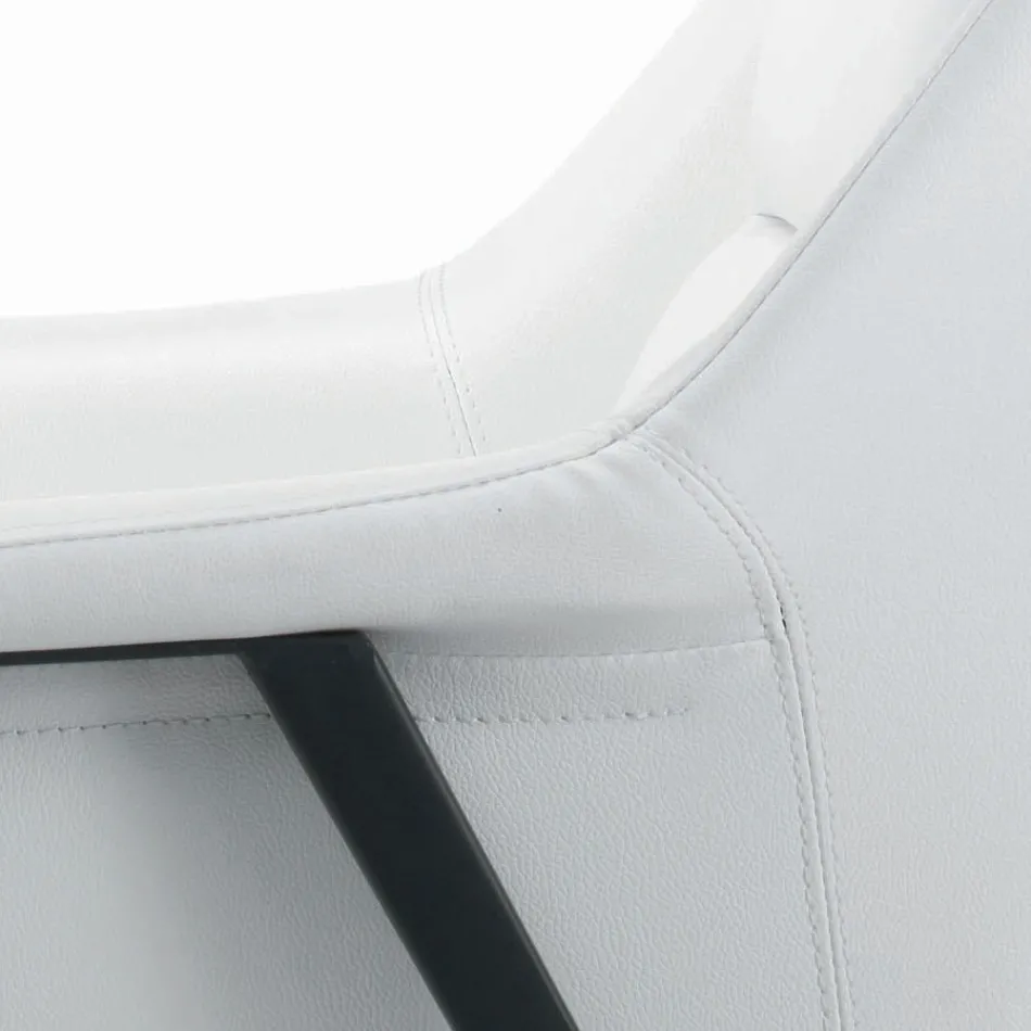 كرسي بذراعين بهيكل فولاذي أسود ومقعد من الجلد البيئي، صنع في إيطاليا - مودينا Viadurini