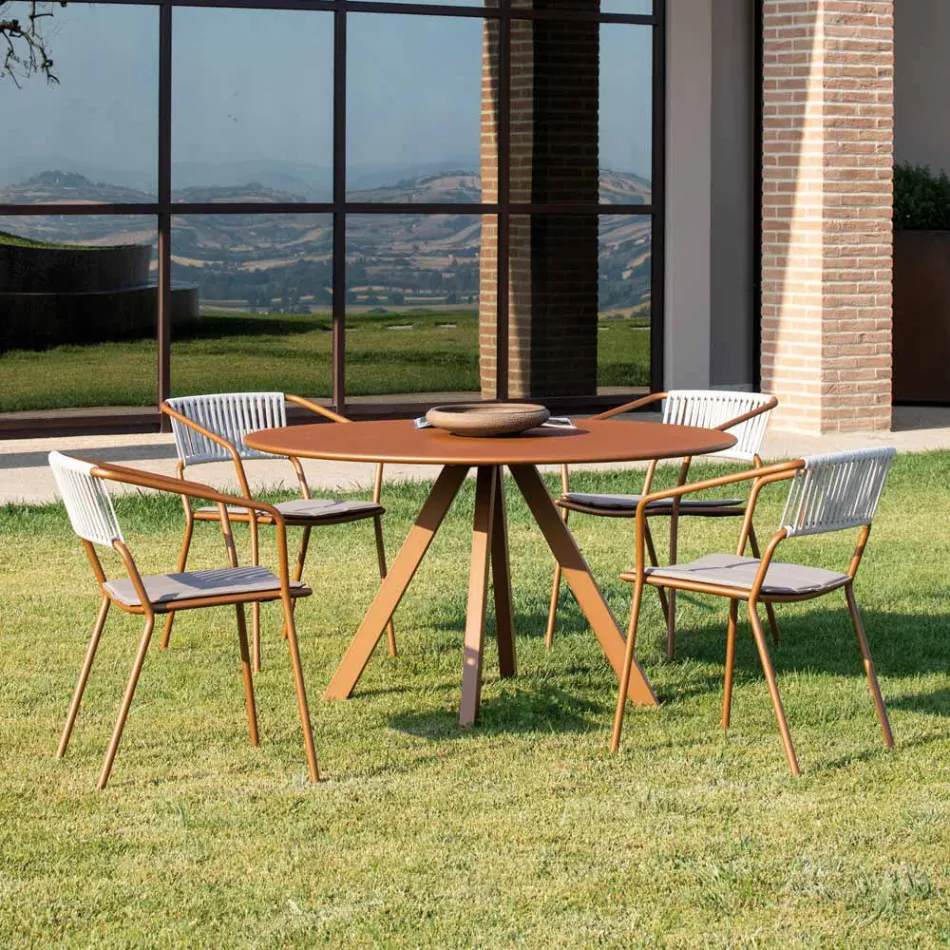 كرسي بذراعين خارجي من الفولاذ المجلفن قابل للتكديس، صنع في إيطاليا، قطعتان - فيسنا Viadurini