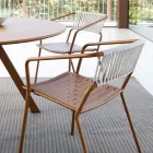 كرسي بذراعين خارجي من الفولاذ المجلفن قابل للتكديس، صنع في إيطاليا، قطعتان - فيسنا Viadurini