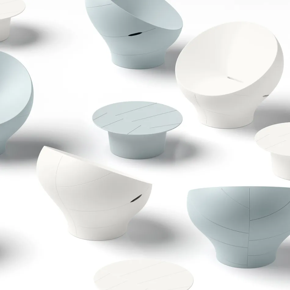 كرسي بذراعين خارجي من البولي إيثيلين متوفر بألوان متنوعة - منشفة Viadurini