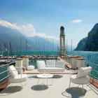 كرسي خارجي عصري مصنوع من المعدن المطلي والقماش، صنع في إيطاليا - أولما Viadurini