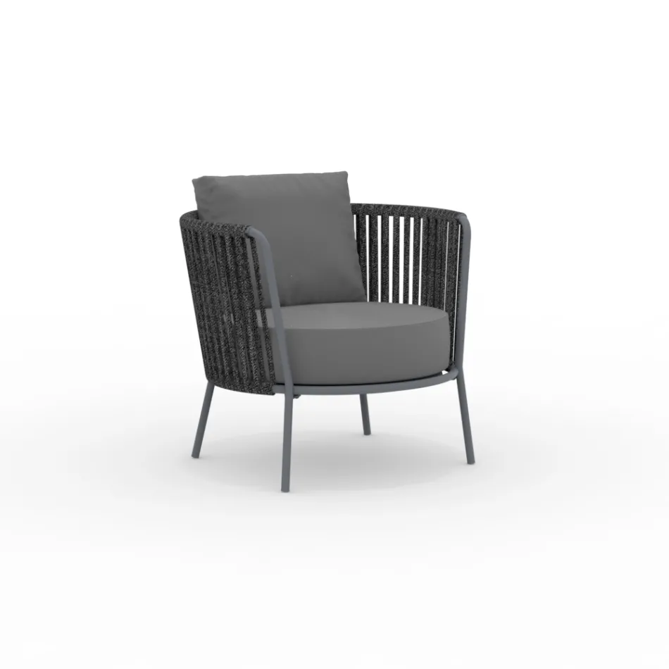 كرسي حديقة من الفولاذ المقاوم للصدأ ومسند ظهر من الحبل - لوكسورا Viadurini