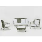 كرسي حديقة مصنوع من الألومنيوم ومنسوج بحبل - أستريا Viadurini