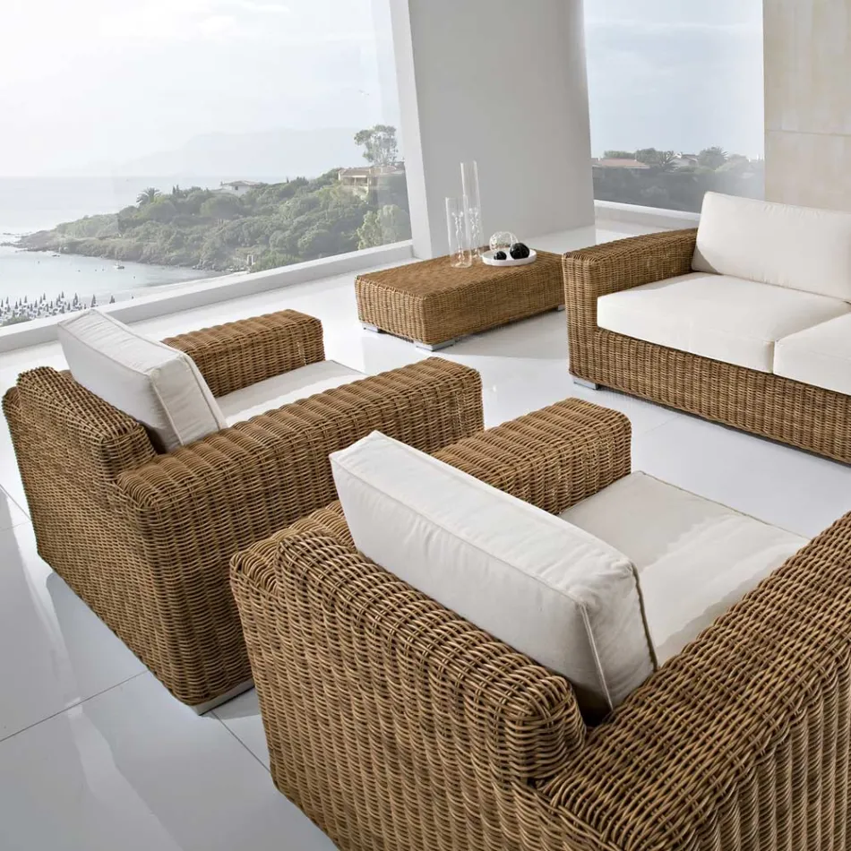 كرسي حديقة مصنوع من البولي راتان المنسوج يدويًا - يوكو Viadurini