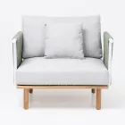 كرسي حديقة من خشب الساج، منسوج بحبل ووسائد - بيلاتريكس Viadurini