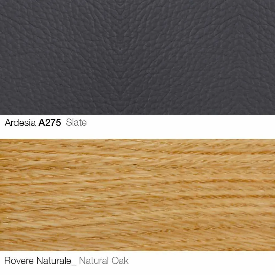 كرسي بذراعين لغرفة المعيشة مع مسند للقدمين مصنوع من الجلد والخشب في إيطاليا - فراشة Viadurini