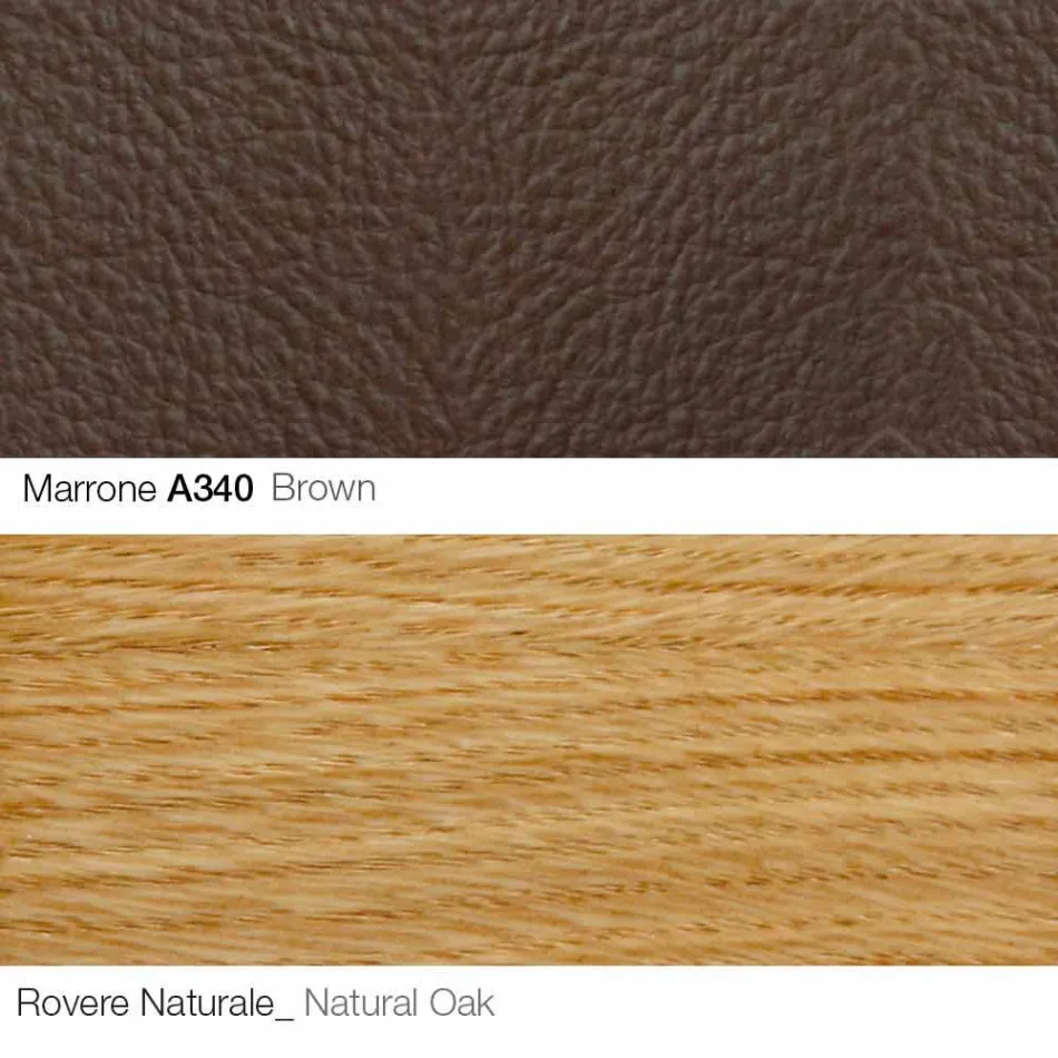 كرسي بذراعين لغرفة المعيشة مع مسند للقدمين مصنوع من الجلد والخشب في إيطاليا - فراشة Viadurini