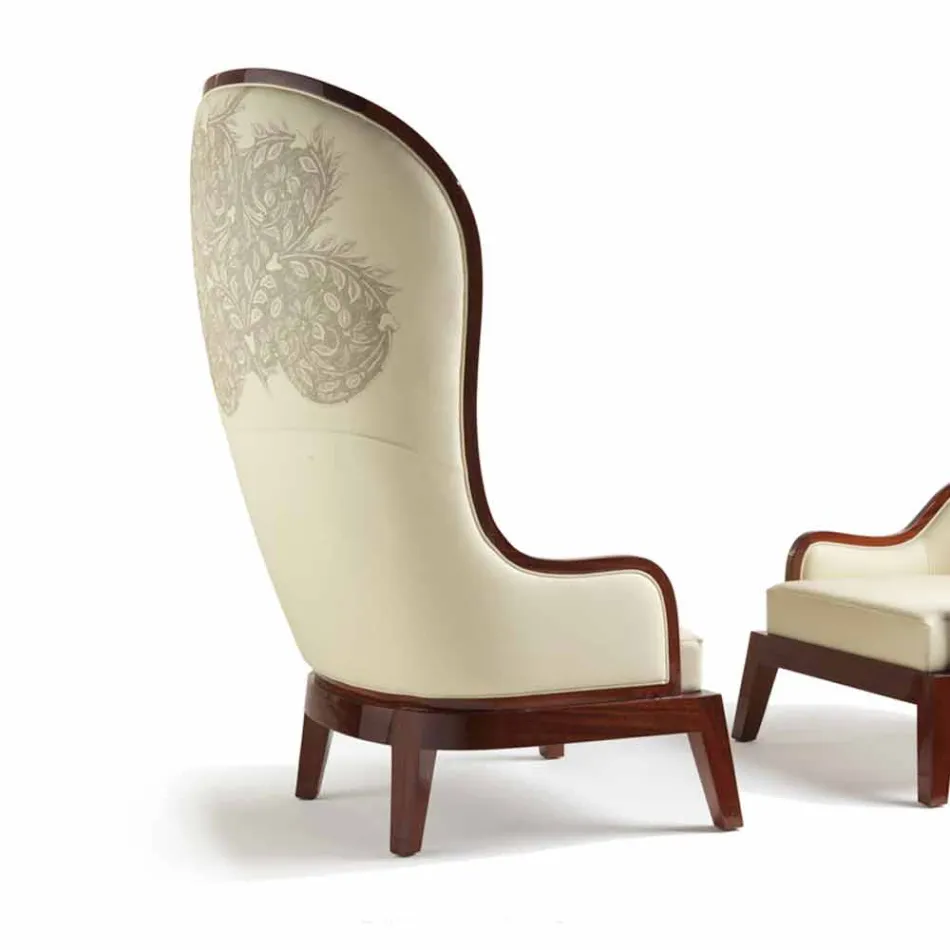 كرسي استرخاء جلدي مزخرف بالليزر، صنع في إيطاليا، إيلي Viadurini