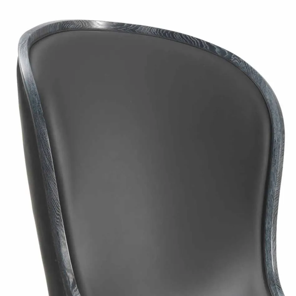 كرسي إيلي المصنوع من الجلد والفراء الأسود، بتصميم كلاسيكي فاخر Viadurini