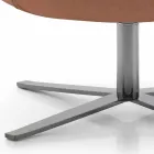 كرسي بذراعين دوار لغرفة المعيشة مصنوع من الجلد والمعدن، صنع في إيطاليا - فراشة Viadurini