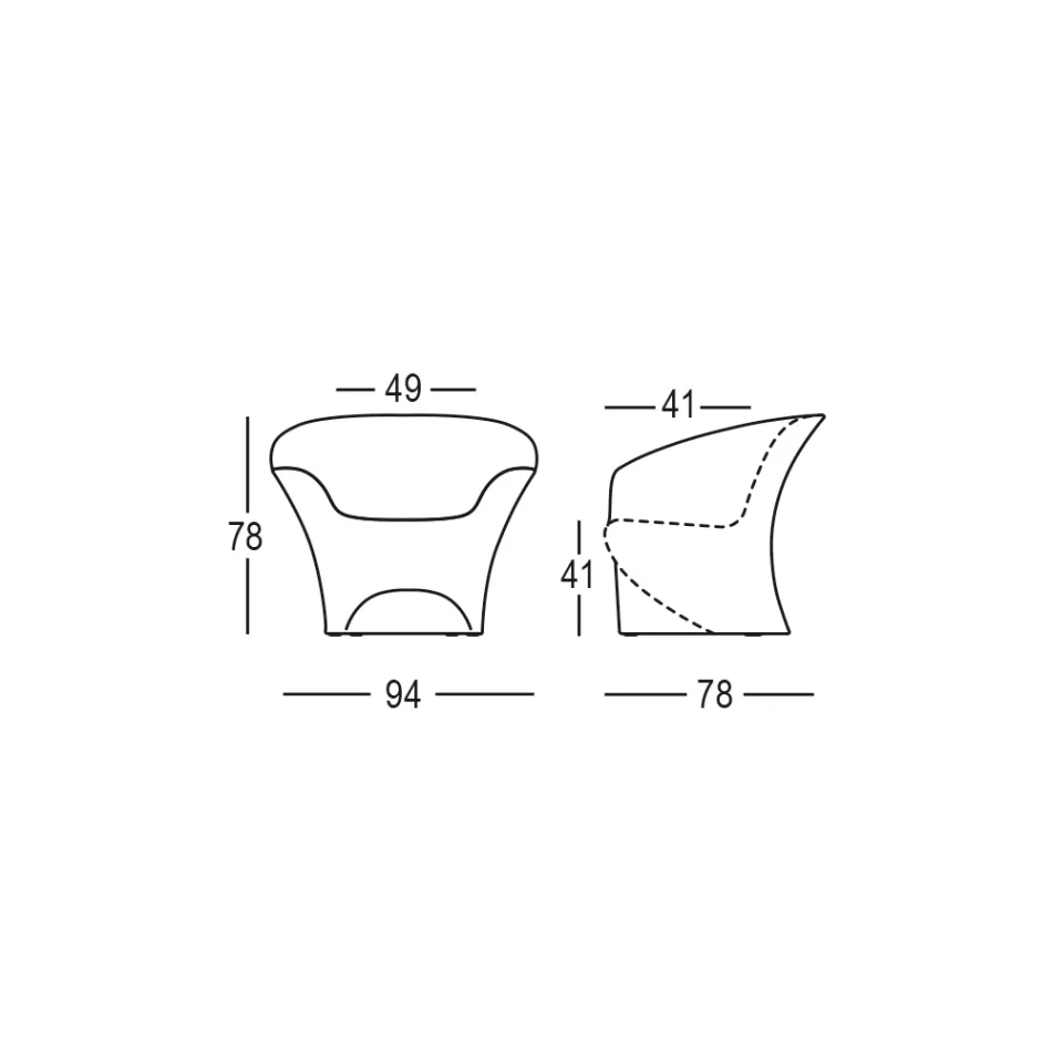 كرسي بذراعين بتصميم خارجي مصنوع من البولي إيثيلين غير اللامع أو المصقول، صنع في إيطاليا - كوندا Viadurini