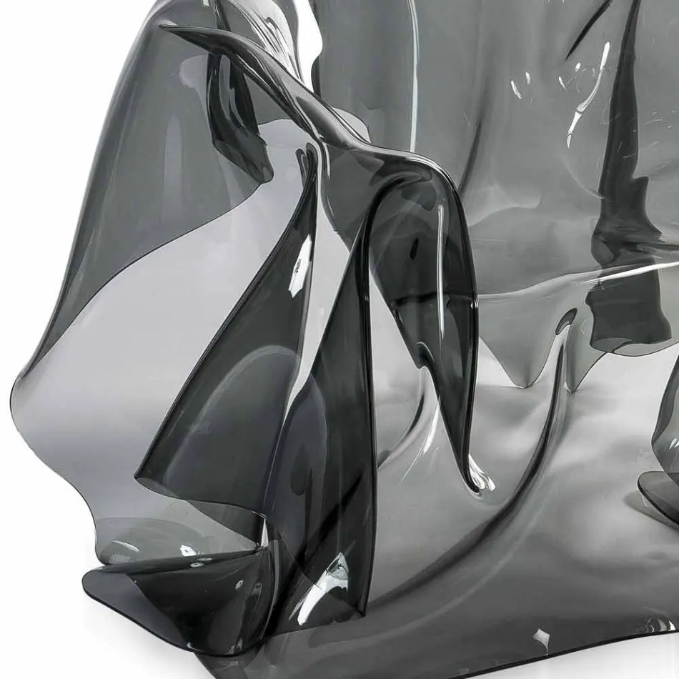 كرسي بذراعين بتصميم عصري من زجاج شبكي مدخن من باريس، صنع في إيطاليا Viadurini