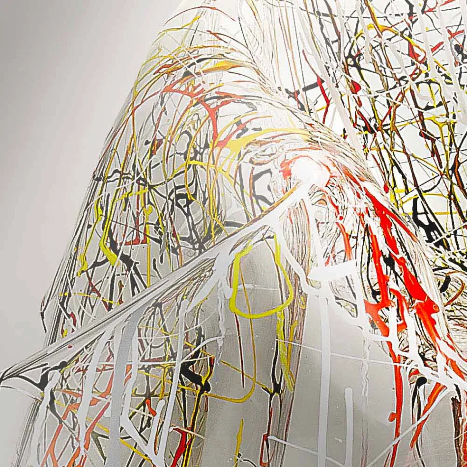 كرسي بذراعين بتصميم عصري من زجاج شبكي متعدد الألوان، صنع في إيطاليا Viadurini