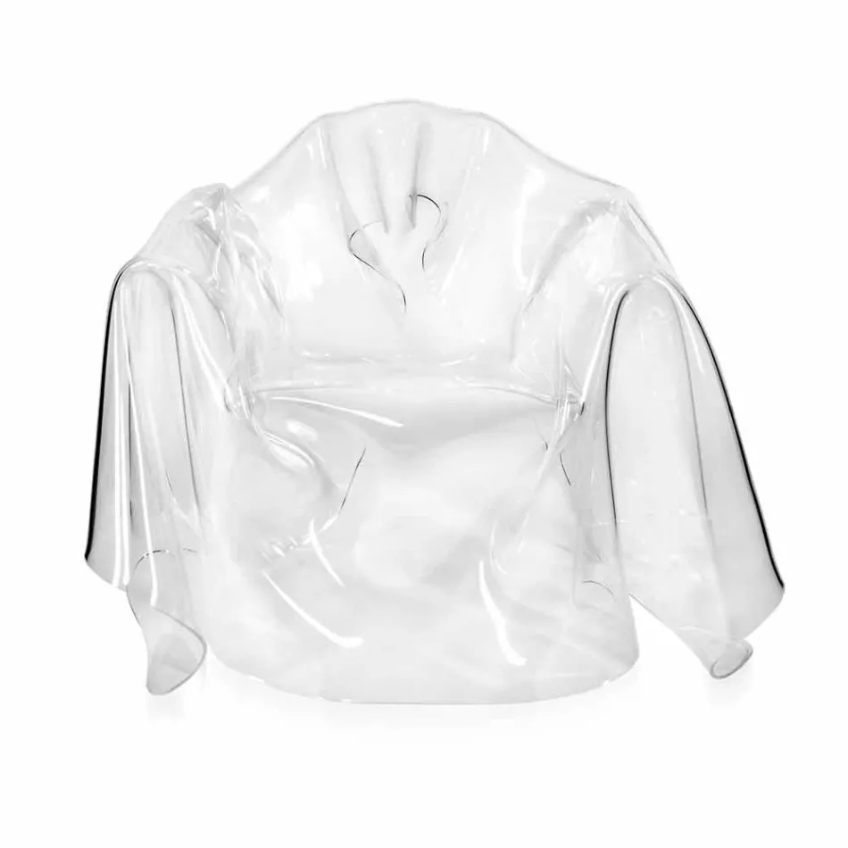 كرسي بذراعين بتصميم عصري شفاف من مادة البليكسيجلاس، صنع في إيطاليا Viadurini