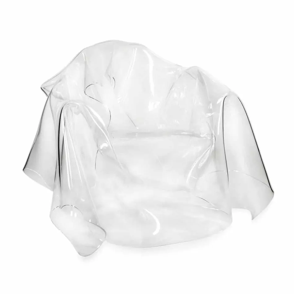 كرسي بذراعين بتصميم عصري شفاف من مادة البليكسيجلاس، صنع في إيطاليا Viadurini