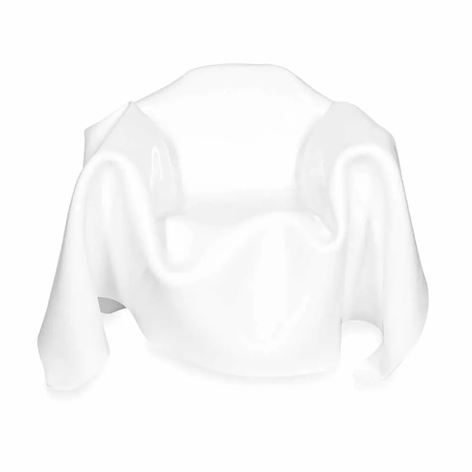 كرسي بذراعين بتصميم عصري من زجاج شبكي أبيض من باريس، صنع في إيطاليا Viadurini