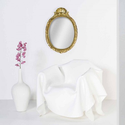 كرسي بذراعين بتصميم عصري من زجاج شبكي أبيض من باريس، صنع في إيطاليا Viadurini