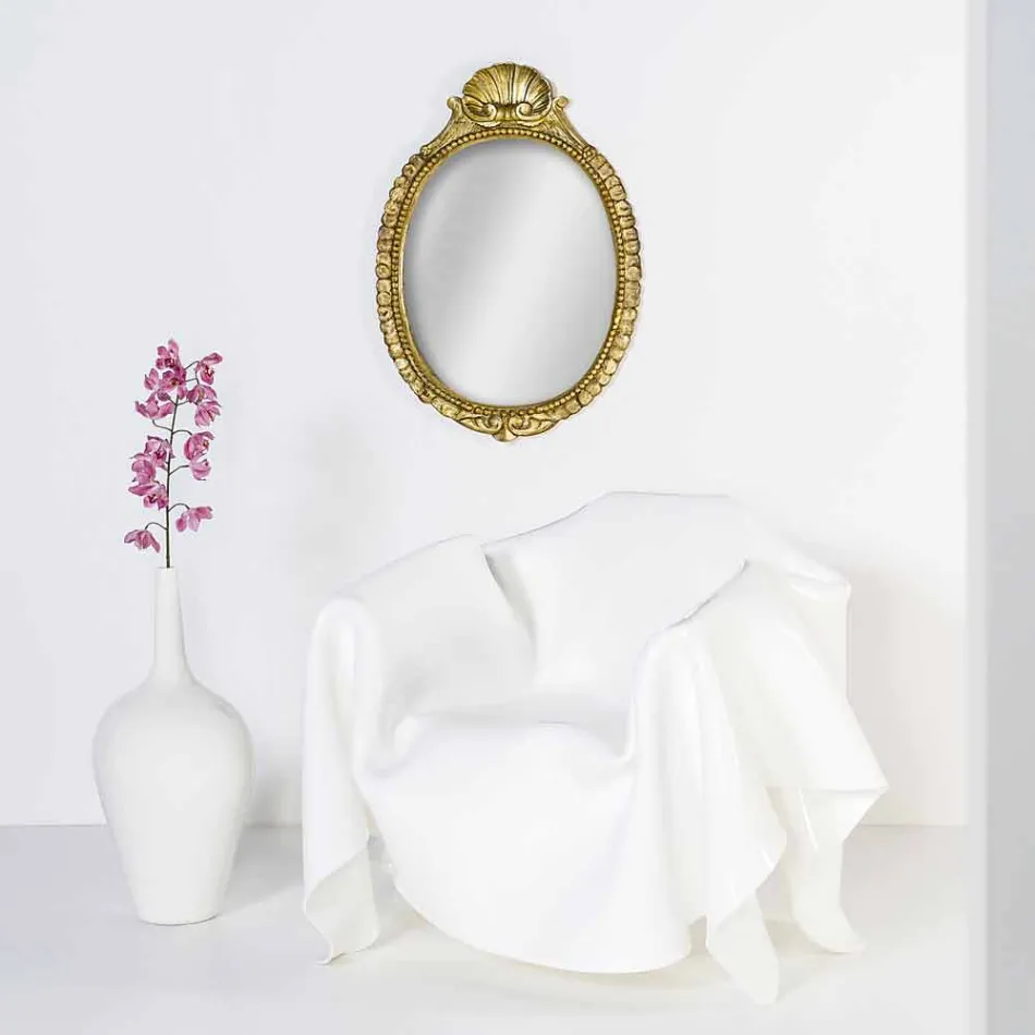 كرسي بذراعين بتصميم عصري من زجاج شبكي أبيض من باريس، صنع في إيطاليا Viadurini