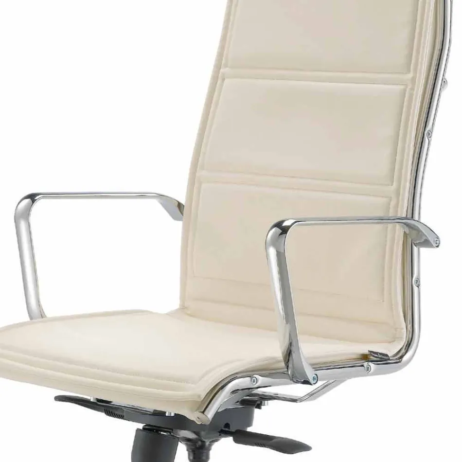 كرسي مكتب تنفيذي مصنوع من جلد البقر من نوع أجاتا فلاور Viadurini