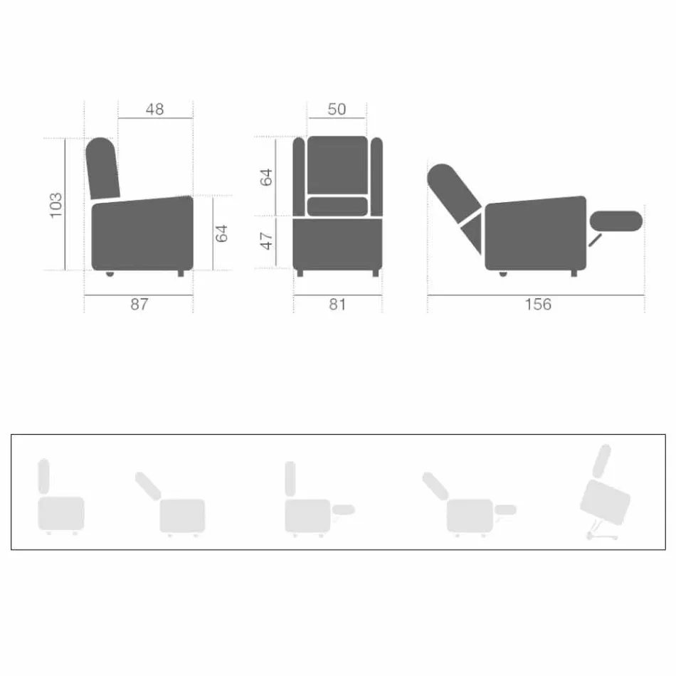 كرسي كهربائي بذراعين مع خاصية الرفع والاسترخاء بمحركين صنع في إيطاليا - مارلين Viadurini