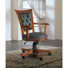 كرسي دوار بذراعين منجد بجلد إيكولوجي فاخر مصنوع في إيطاليا - بريجيت Viadurini