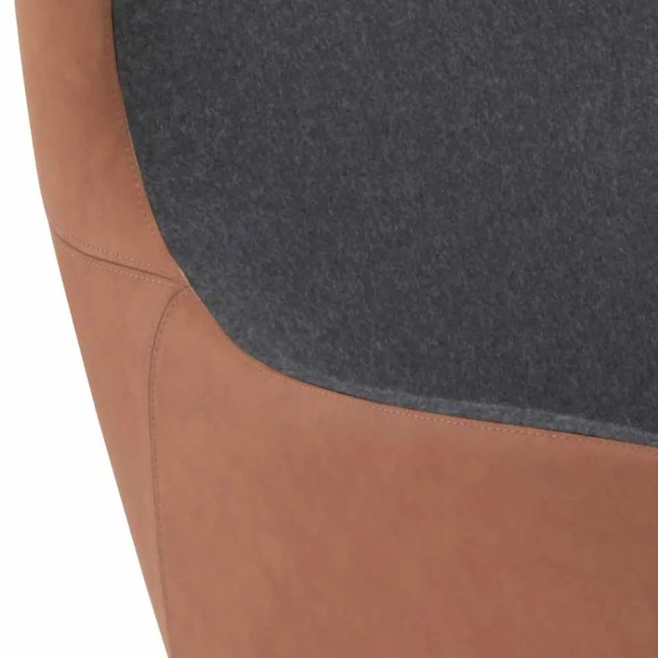 كرسي جلدي دوار بقاعدة خشبية، صنع في إيطاليا - فراشة Viadurini