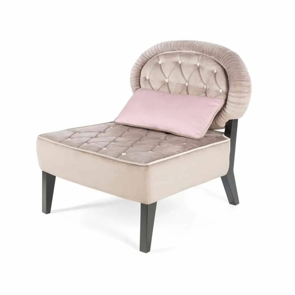 كرسي بذراعين مخملي محشو بشكل مفرط من تصميم إليزابيث Viadurini