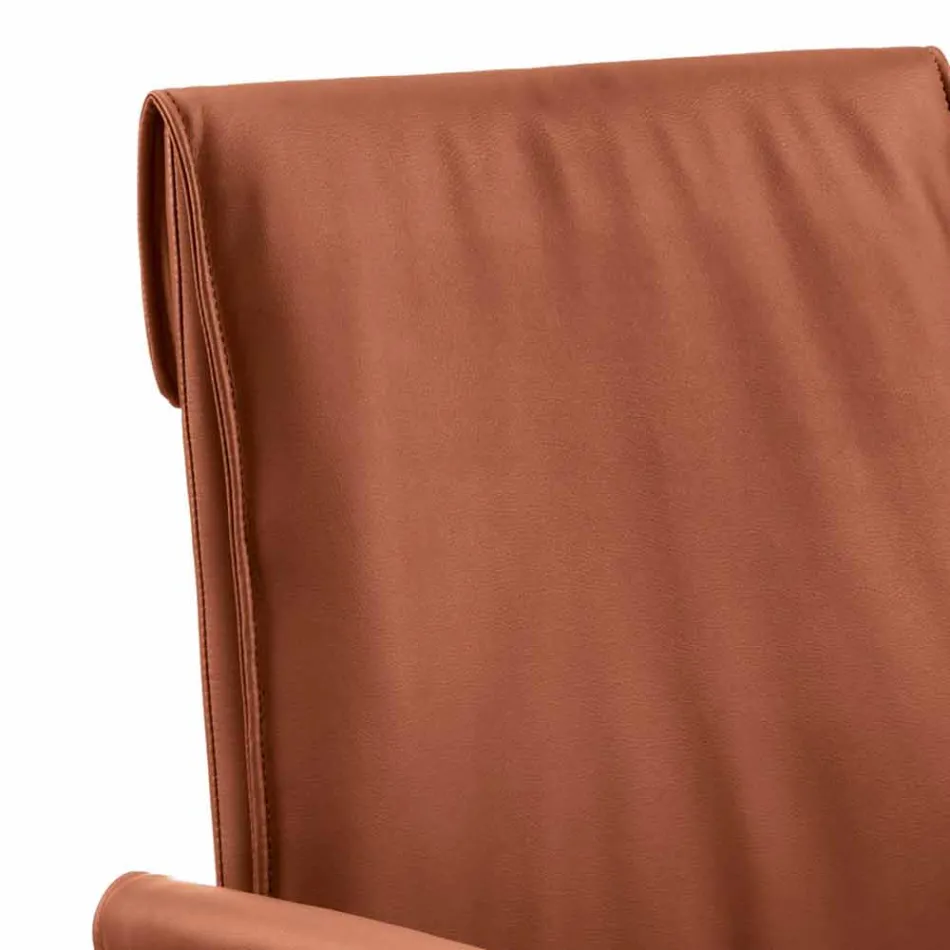 كرسي بذراعين مصنوع في إيطاليا ومغطى بجلد نايلز، بتصميم عصري Viadurini