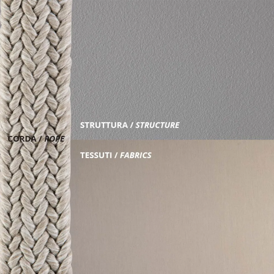 كرسي خارجي مصنوع من الفولاذ والحبل مع وسائد، صنع في إيطاليا - هيلجا Viadurini