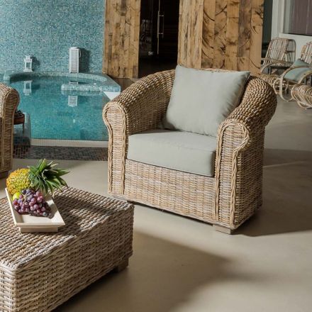 كرسي بذراعين خارجي من Kubù مع وسائد متضمنة - Isildur Viadurini