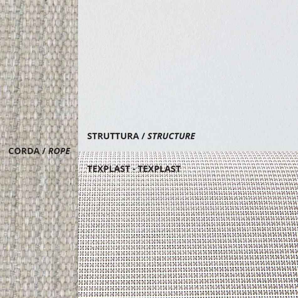 كرسي خارجي قابل للطي مصنوع من حبل من الألومنيوم والبلاستيك الحراري، صنع في إيطاليا - Ubbe Viadurini