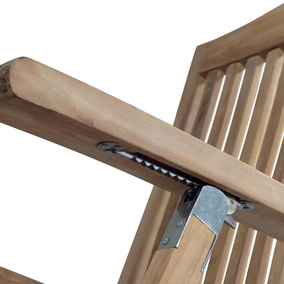 كرسي حديقة متكئ مصنوع من خشب الساج - اليشم Viadurini