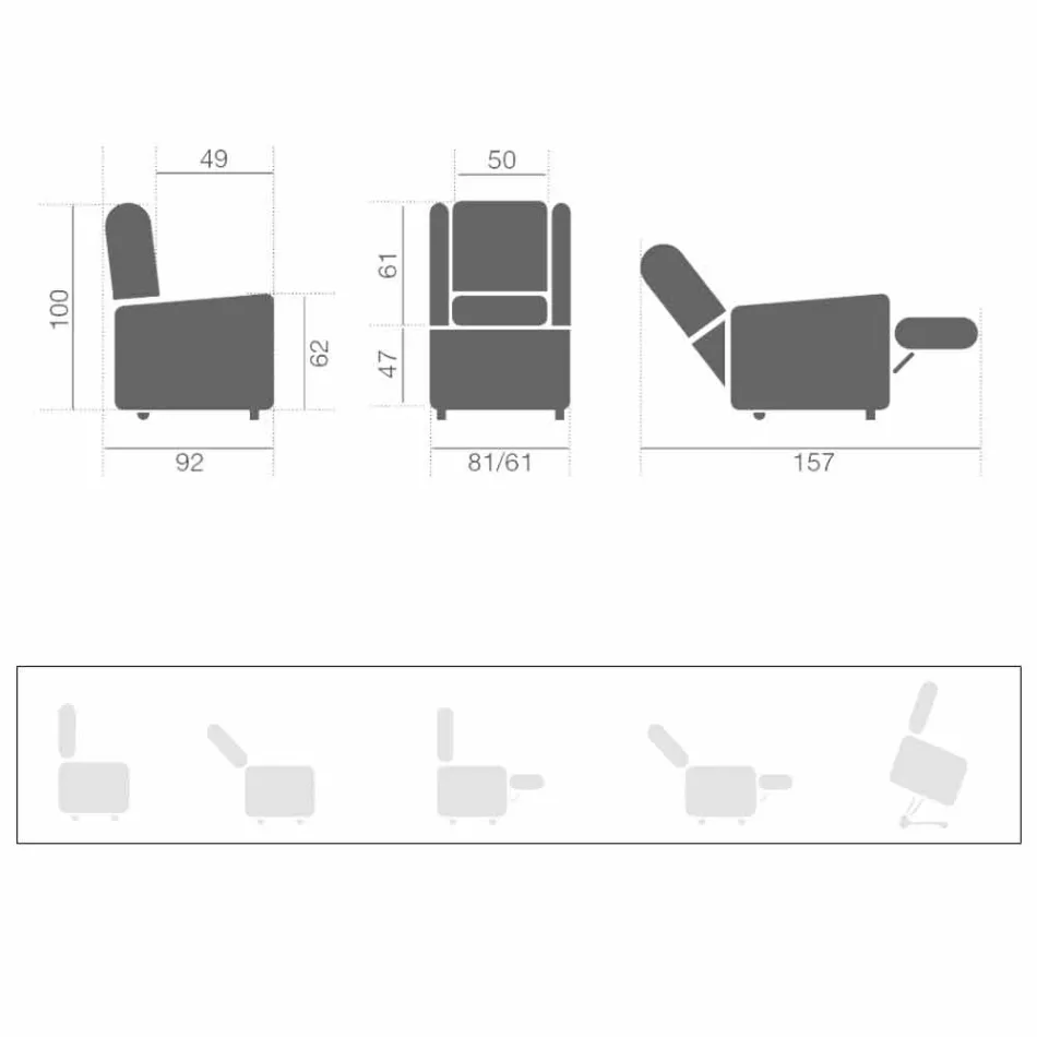 كرسي استرخاء قابل للإمالة بمحركين وعجلات من إنتاج إيزابيل، إيطاليا Viadurini