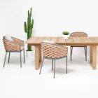 كرسي خارجي مصنوع من الألومنيوم وقماش أوليفيل المنسوج يدويًا - رضا Viadurini