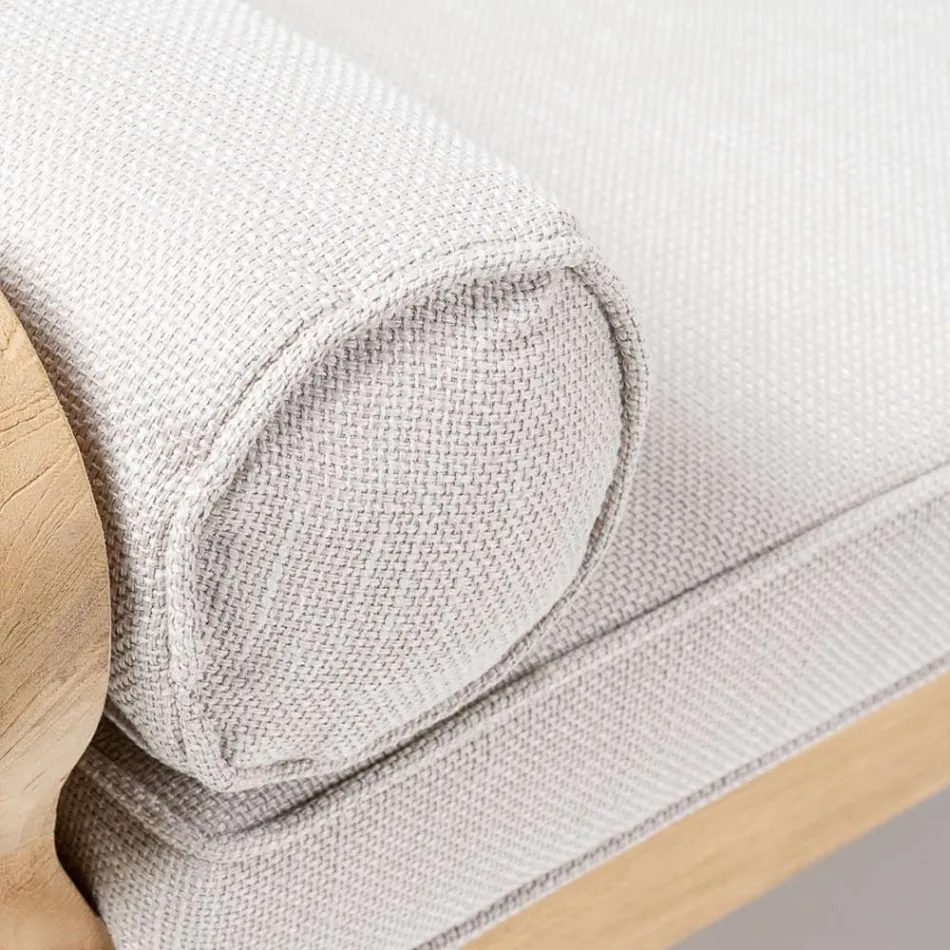 كرسي خارجي مصنوع من خشب الساج والبولي إيثيلين مع وسادة - جون Viadurini