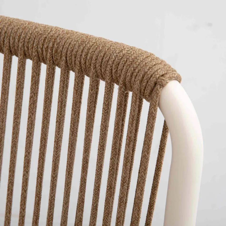 كرسي خارجي مصنوع من الألومنيوم البيج وحبل تيرا - لوكس Viadurini