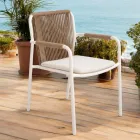 كرسي خارجي مصنوع من الألومنيوم البيج وحبل تيرا - لوكس Viadurini