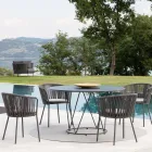 كرسي حديقة مصنوع من الفولاذ والحبل، صنع في إيطاليا، قطعتين - برون Viadurini