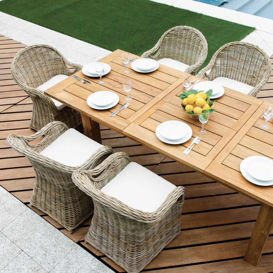 كرسي حديقة مصنوع من الخشب والألياف باللون الرمادي كوبو - ليدو Viadurini