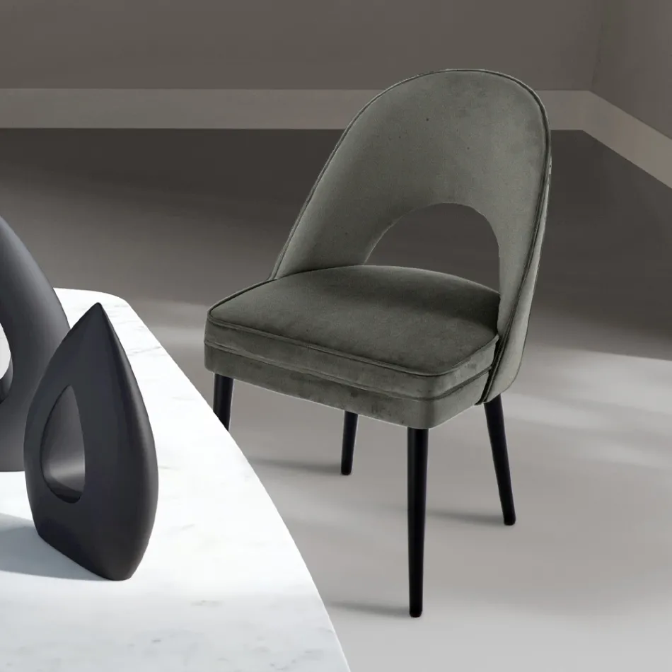 كرسي بذراعين لغرفة المعيشة مصنوع من أقمشة مختلفة مع هيكل خشبي - إدغار Viadurini