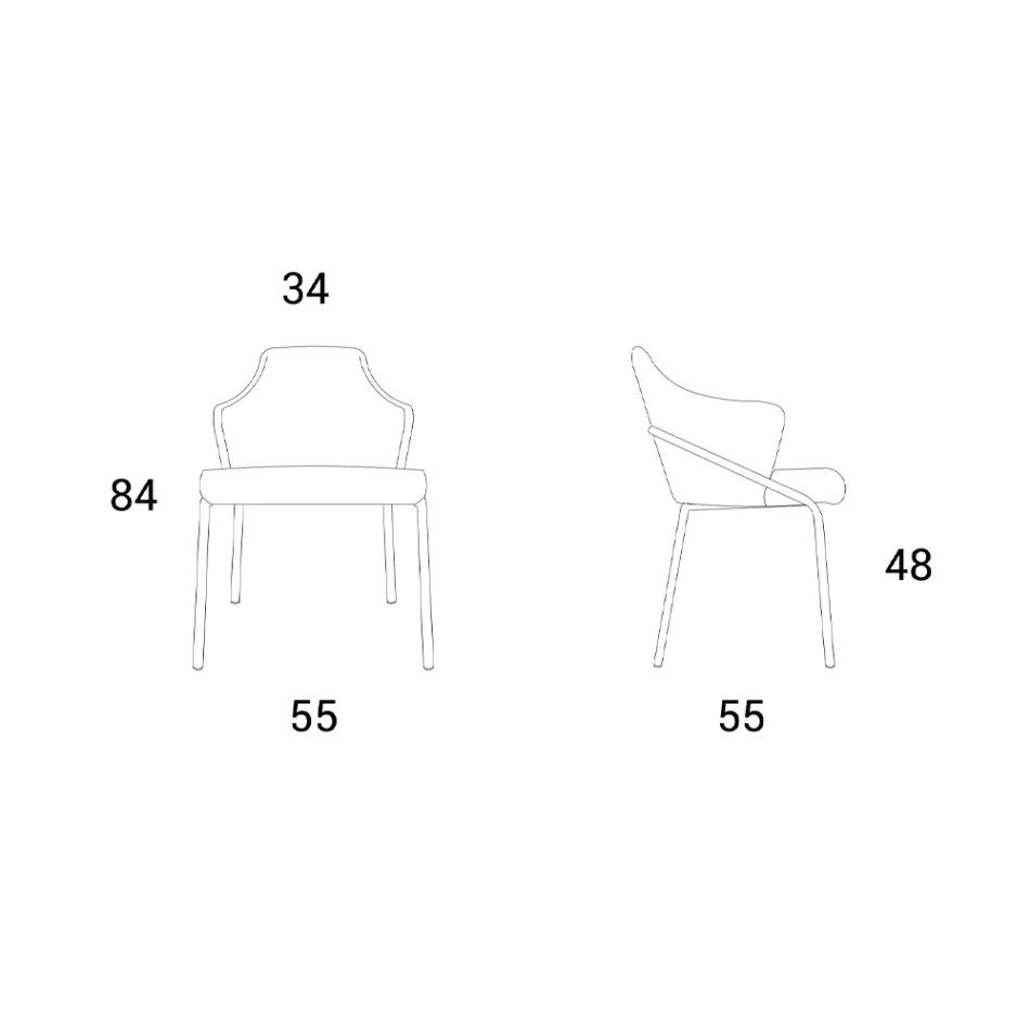 كرسي بذراعين ومقعد معدني من القماش المعاد تدويره صنع في إيطاليا - سيج Viadurini