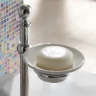 حامل مناشف أرضية مع طبق صابون نحاسي وسيراميكي عتيق - روان Viadurini