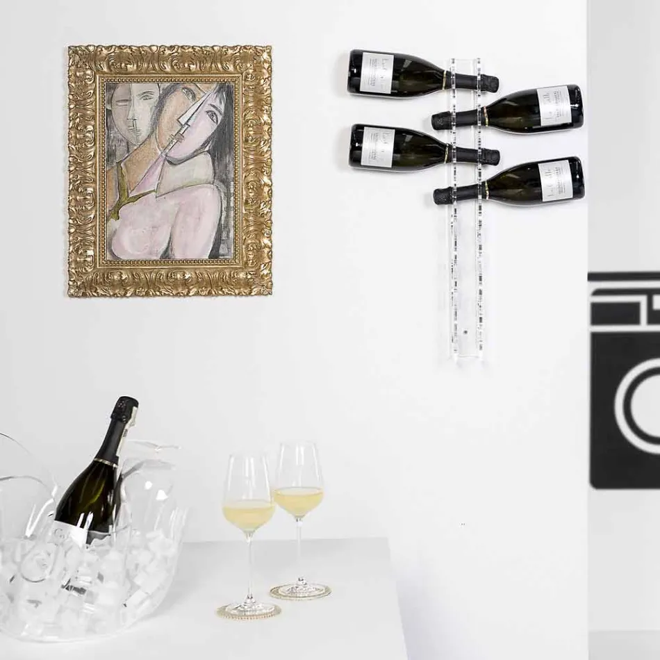 حامل زجاجة شفاف على الحائط للأطفال الصغار L6xH60xP11cm Viadurini