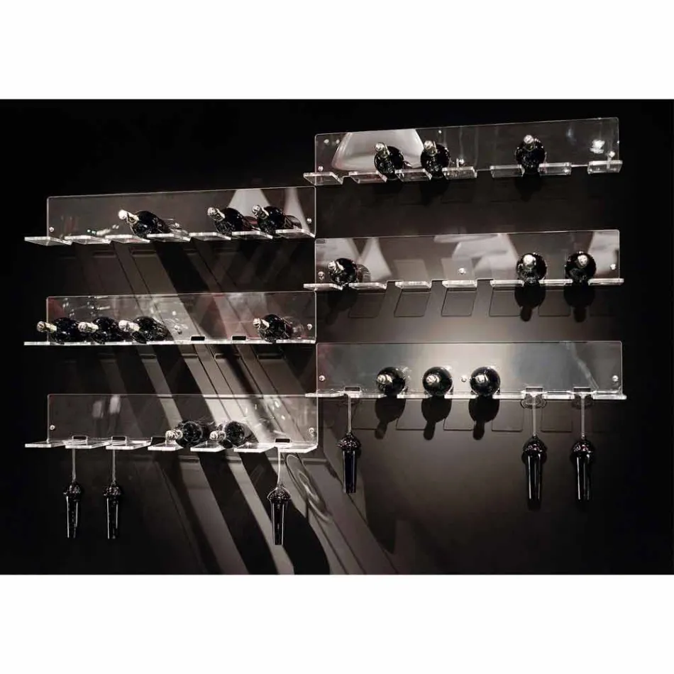 حامل زجاجات حائطي يتسع لـ ٦ زجاجات من زجاج شبكي، صنع في إيطاليا - كانبيرا Viadurini