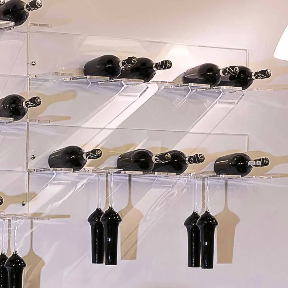 حامل زجاجات حائطي يتسع لـ ٦ زجاجات من زجاج شبكي، صنع في إيطاليا - كانبيرا Viadurini