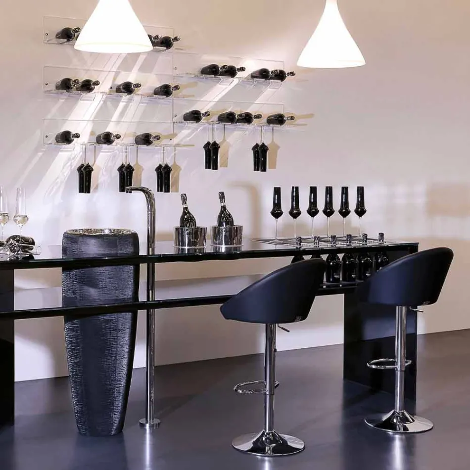 حامل زجاجات حائطي يتسع لـ ٦ زجاجات من زجاج شبكي، صنع في إيطاليا - كانبيرا Viadurini