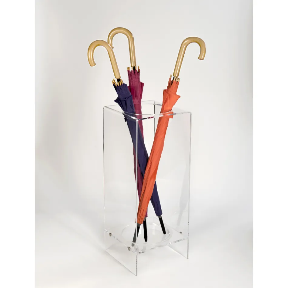 حامل مظلة للمدخل مصنوع من زجاج شبكي أبيض أو شفاف - سرة Viadurini