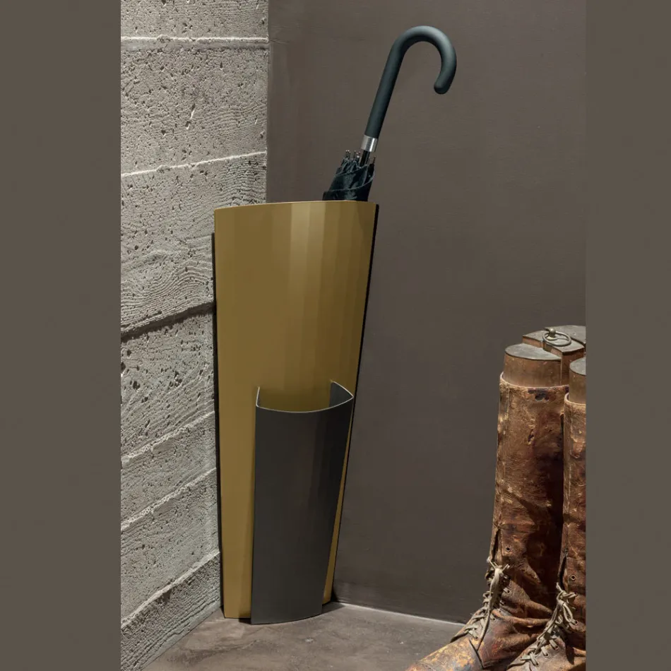 حامل مظلة من المعدن المطلي باللونين الذهبي والبرونزي، صنع في إيطاليا - أزاليا Viadurini