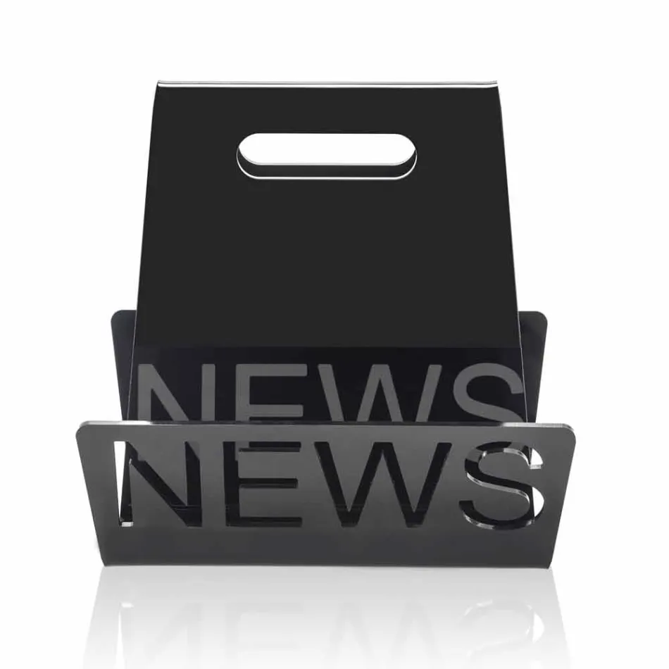 رف مجلات بتصميم من زجاج شبكي أسود أو شفاف، صنع في إيطاليا - عمر Viadurini