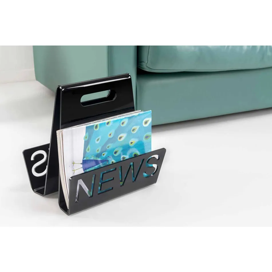 رف مجلات بتصميم من زجاج شبكي أسود أو شفاف، صنع في إيطاليا - عمر Viadurini